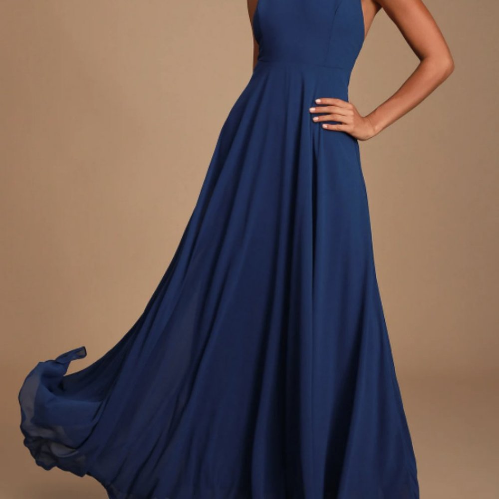 Lulus NWT Mythical Kind of Love Navy Blue Maxi Dress - Picture 2 of 7